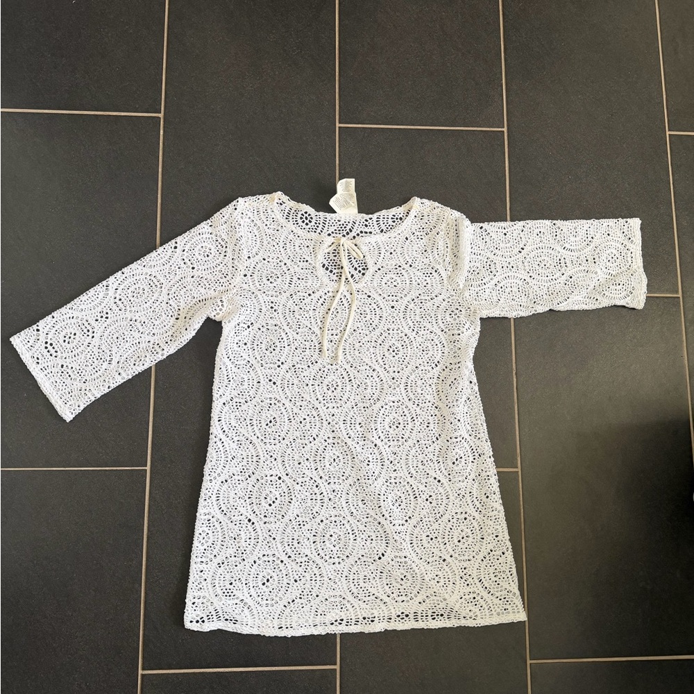 Laundry By Shelli Segal White Crochet Swim Coverup
